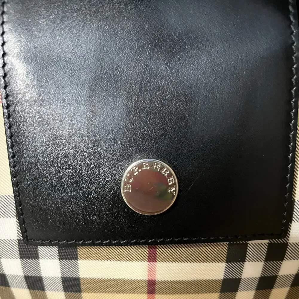 Vintage Burberry Coated Canvas Nova Check Shoulder Bag
